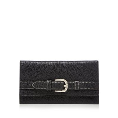 Black flap over buckle wallet